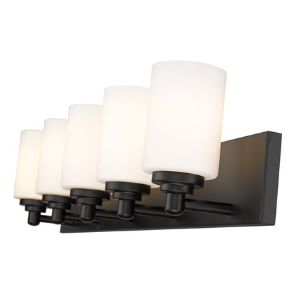 Z-Lite Soledad 5 Light Vanity, Matte Black & White 485-5V-MB